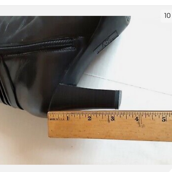 Anne Klein leather boots booties ankle black heel pump closed toe 7.5 - Picture 5 of 6